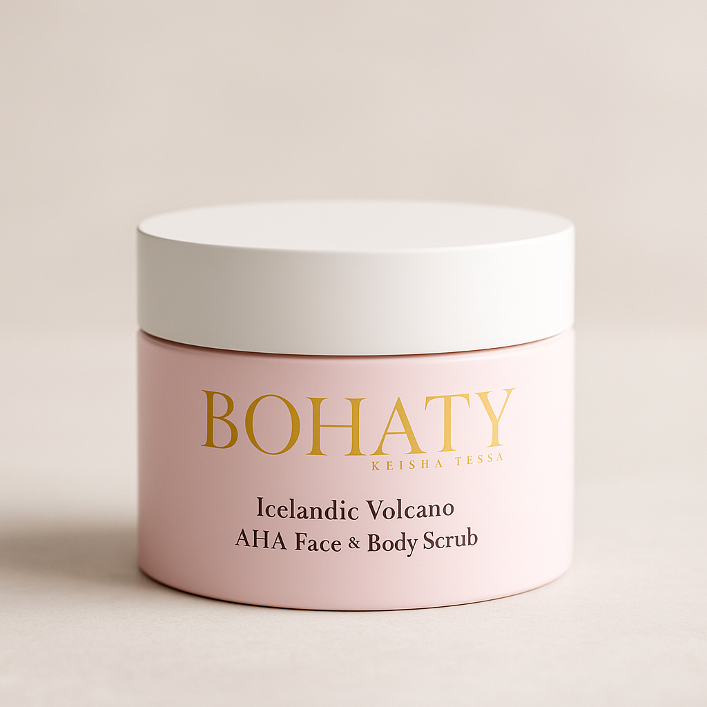 AHA Face & Body Scrub with Volcanic Sand – Gentle Exfoliating Cream for Smooth, Radiant Skin | BOHATY