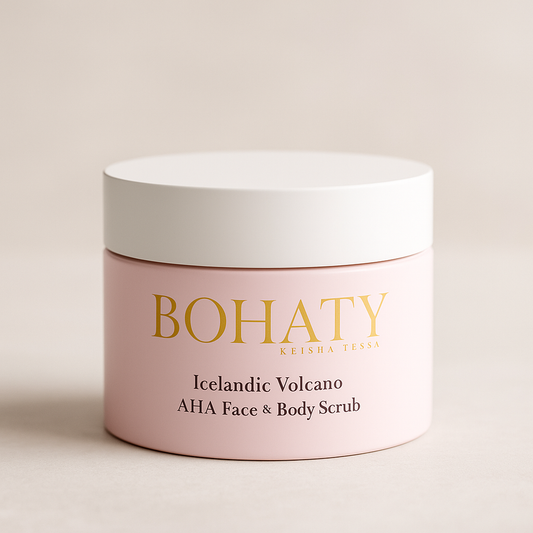 AHA Face & Body Scrub with Volcanic Sand – Gentle Exfoliating Cream for Smooth, Radiant Skin | BOHATY